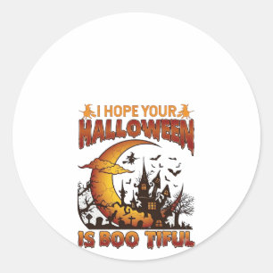 Halloween Boo Tiful Geest Huis Halve Maan Ba Ronde Sticker