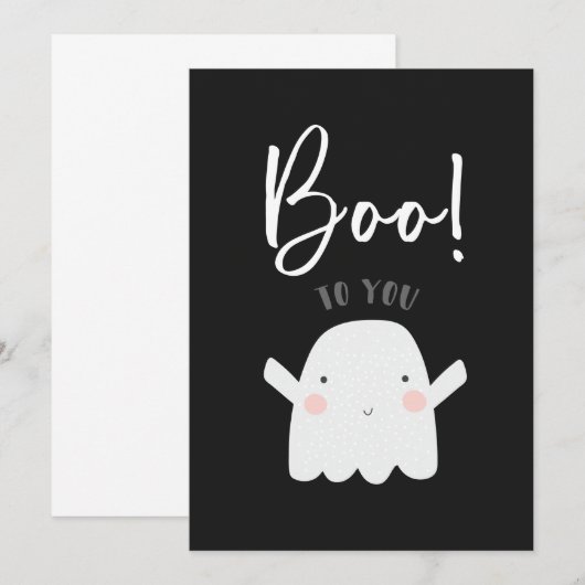 Halloween "Boo to you" Cute Ghost Bedankkaart (Voorkant / Achterkant)