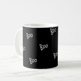 Halloween boo typografie zwart wit koffiemok