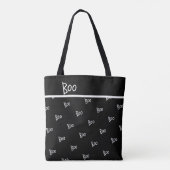 Halloween boo typography black and white tote bag (Achterkant)