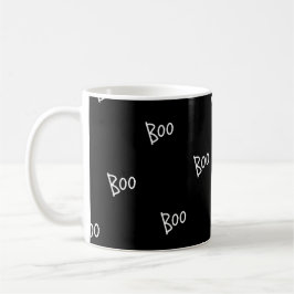 Halloween boo typography black white koffiemok