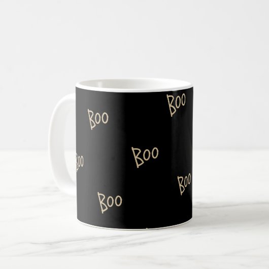 Halloween boo typography pattern koffiemok (Voorkant links)