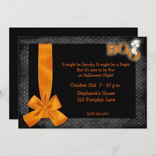 Halloween Boo Uitnodiging (Voorkant / Achterkant)