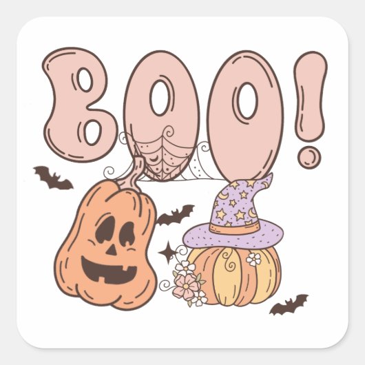 Halloween Boo Vierkante Sticker (Voorkant)