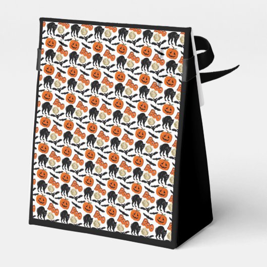 Halloween Boo Vleermuizen Kat Pompoen en Maan Teke Bedankdoosjes (Achterkant)