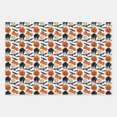 Halloween Boo Vleermuizen Kat Pompoen en Maan Teke Inpakpapier Vel (Voorkant)