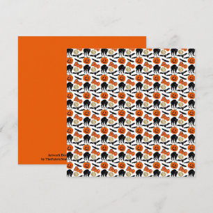 Halloween Boo Vleermuizen Kat Pompoen en Maan Teke Kaart