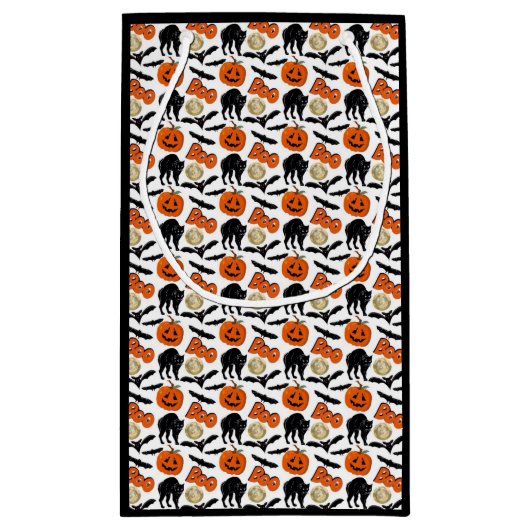 Halloween Boo Vleermuizen Kat Pompoen en Maan Teke Klein Cadeauzakje (Achterkant)