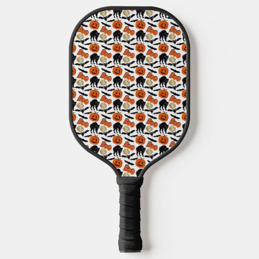 Halloween Boo Vleermuizen Kat Pompoen en Maan Teke Pickleball Paddle (Voorkant)