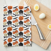 Halloween Boo Vleermuizen Kat Pompoen en Maan Teke Theedoek (Quarter Fold)