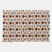 Halloween Boo Vleermuizen Kat Pompoen en Maan Teke Theedoek (Horizontaal)