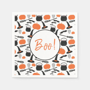 Halloween Boo Witch Pumpkin Bat Broomstick Napkins Servet