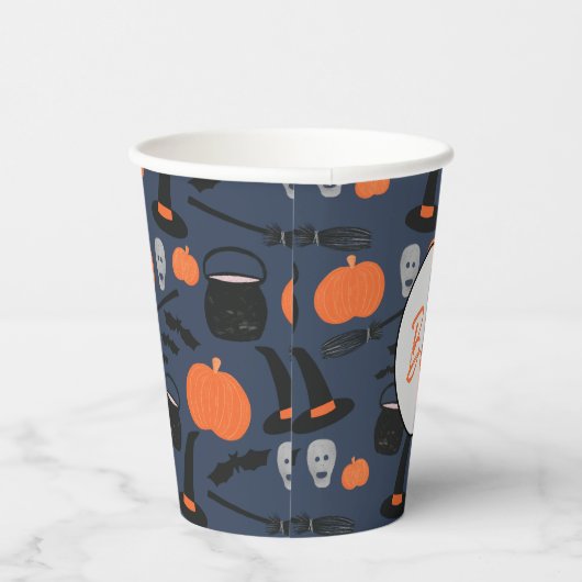 Halloween Boo Witch Pumpkin Bat Broomstick Papieren Bekers (Rechts)