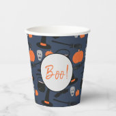 Halloween Boo Witch Pumpkin Bat Broomstick Papieren Bekers (Voorkant)