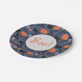 Halloween Boo Witch Pumpkin Bat Broomstick Papieren Bordje (Gekanteld)