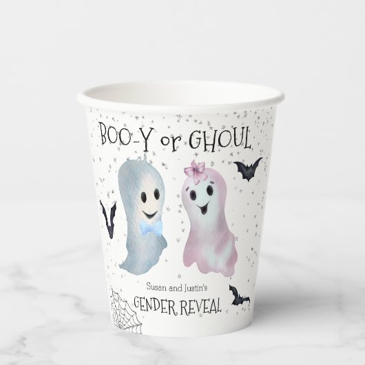 Halloween Boo-y en Ghoul Gender onthullen Ghosts Papieren Bekers (Voorkant)