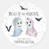 Halloween Boo-y en Ghoul Gender onthullen Ghosts Ronde Sticker (Voorkant)