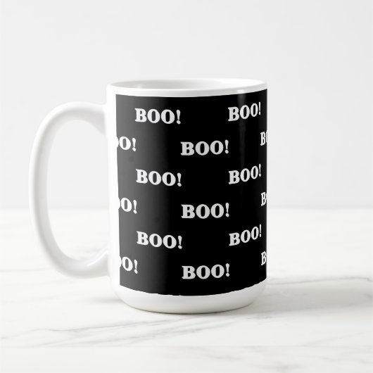 Halloween Boo Zwart Wit Koffiemok (Links)