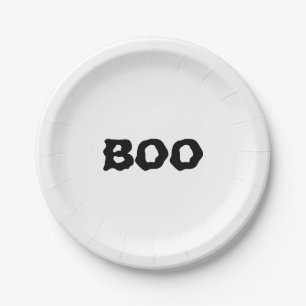 Halloween Boo zwart-wit  Papieren Bordje