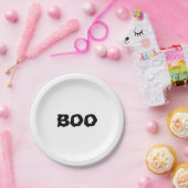 Halloween Boo zwart & wit spooky Papieren Bordje (Feest)
