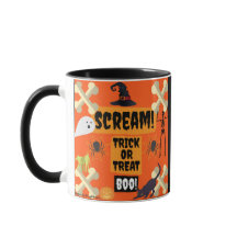 Halloween Boo. Zwarte 11-oz Combo-Mok