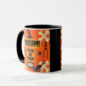 Halloween Boo. Zwarte 11-oz Combo-Mok Mok (Voorkant links)