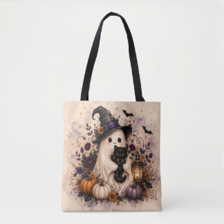 Halloween boodschappentas Geest Zwarte Kat Winkelz Tote Bag