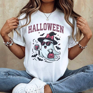 Halloween Boog - Schattig spookje met koffie roze T-shirt