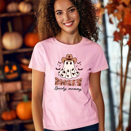 Halloween Boohaw Retro Groovy Ghost Spooky Pink T-shirt
