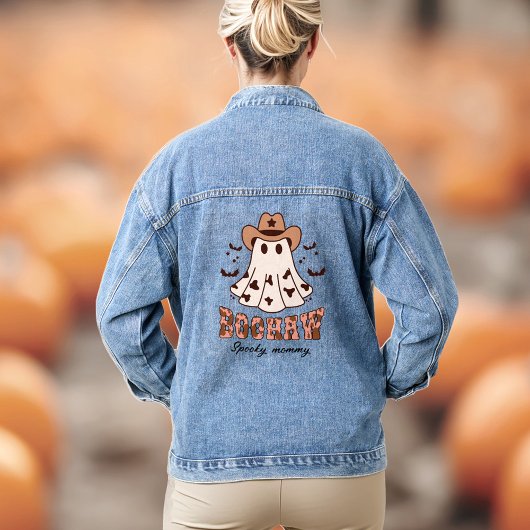 Halloween Boohaw Retro Western Ghost Spooky Denim Jacket