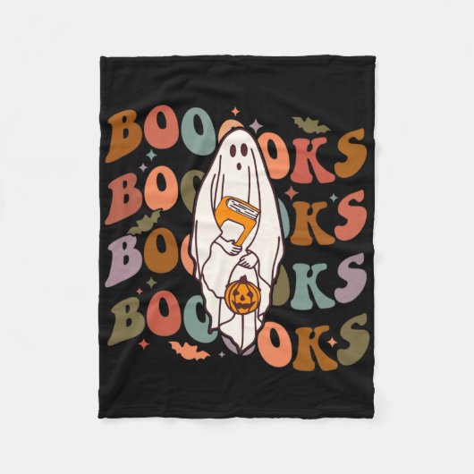 Halloween Books Cute Ghost Boo Reading Books Adu Fleece Deken (Voorkant)