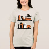 Halloween Books on Shelf Reading Enthusiast  Tri-Blend Shirt (Voorkant)