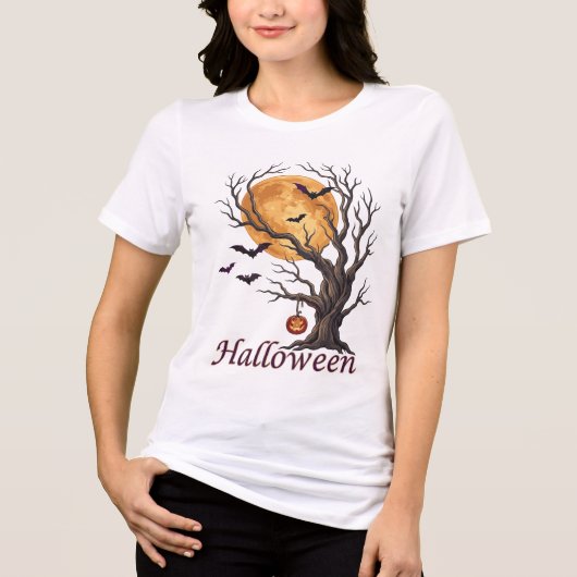 Halloween Boom en Pompoen Jack-o'-Lantern T-shirt (Voorkant)