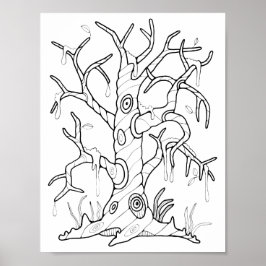 Halloween Boom Kleurplaat Kunst Poster