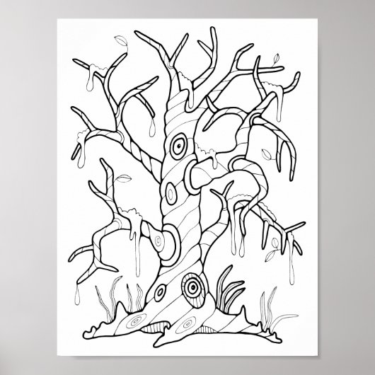 Halloween Boom Kleurplaat Kunst Poster (Voorkant)