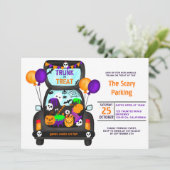 Halloween boomstam of truckautoillustratie kaart (Staand voorkant)