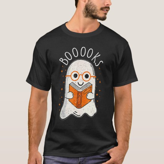Halloween Booooks Cute Ghost Reading Library Books T-shirt (Voorkant)