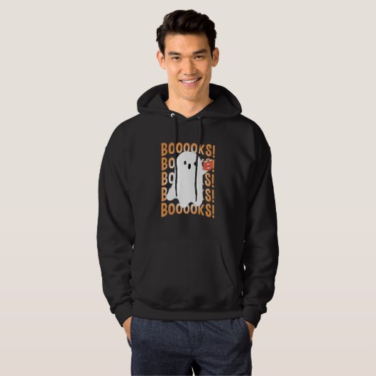 Halloween Booooks Ghost Reading Boo Read Books Lib Hoodie (Voorkant volledig)