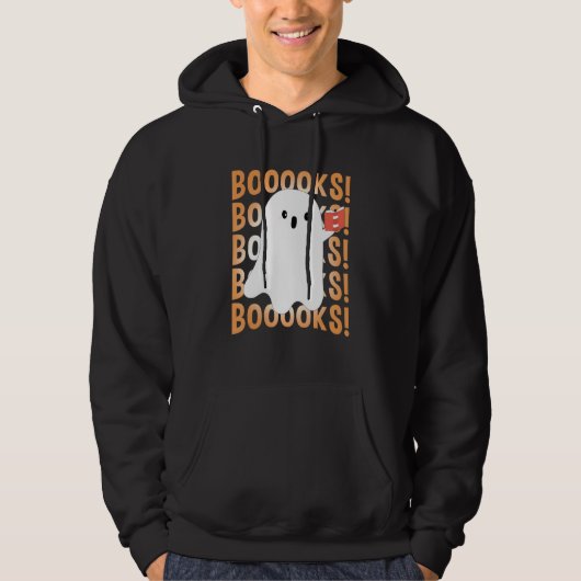 Halloween Booooks Ghost Reading Boo Read Books Lib Hoodie (Voorkant)