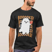 Halloween Booooks Ghost Reading Boo Read Books Lib T-shirt (Voorkant)