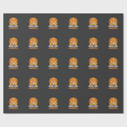 Halloween Boos en Drank Drankfeest Design Cadeaupapier (Vlak)