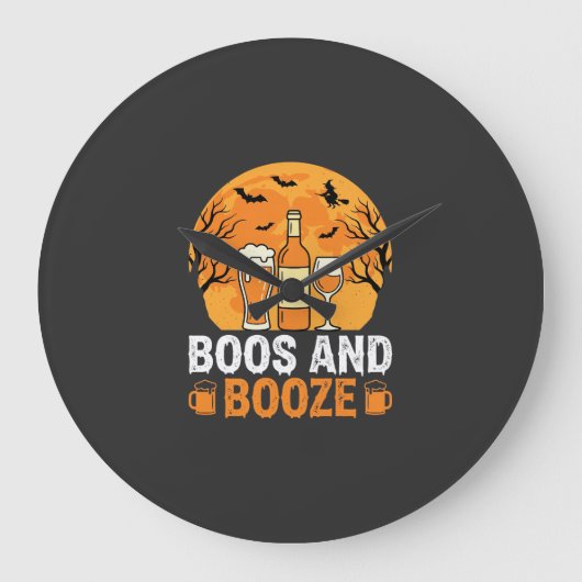Halloween Boos en Drank Drankfeest Design Grote Klok (Voorkant)