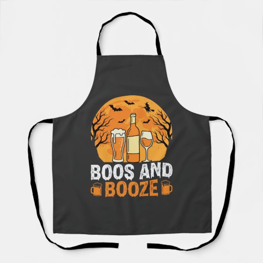 Halloween Boos en Drank Drankfeest Design Schort (Voorkant)