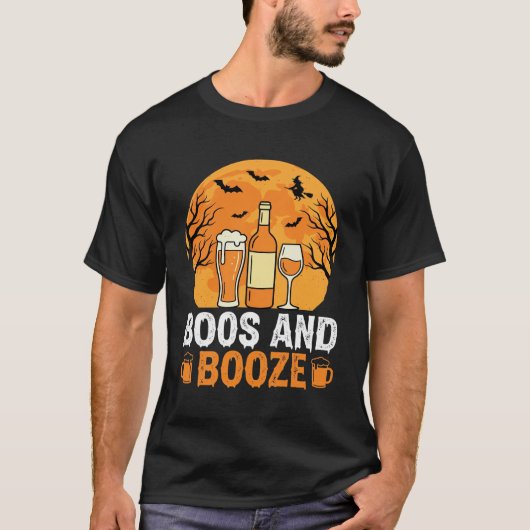 Halloween Boos en Drank Drankfeest Design T-shirt (Voorkant)