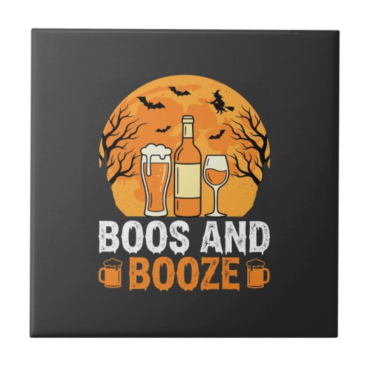 Halloween Boos en Drank Drankfeest Design Tegeltje (Voorkant)