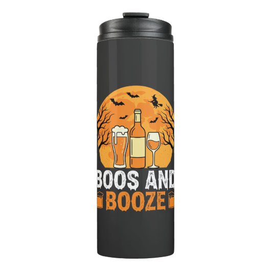 Halloween Boos en Drank Drankfeest Design Thermosbeker (Voorkant)