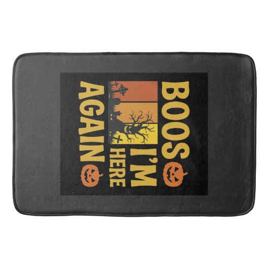 Halloween Boos Ik ben hier weer Retro Begraafplaat Badmat (Voorkant)