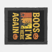 Halloween Boos Ik Ben Hier Weer Retro Begraafplaat Fleece Deken (Voorkant (Horizontaal))