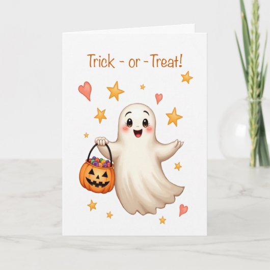 Halloween Bootiful Meisje Trick or Treat Schattig Kaart (Voorkant)