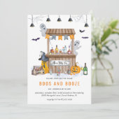 Halloween Booze en Boos | Cocktail Party Kaart (Staand voorkant)